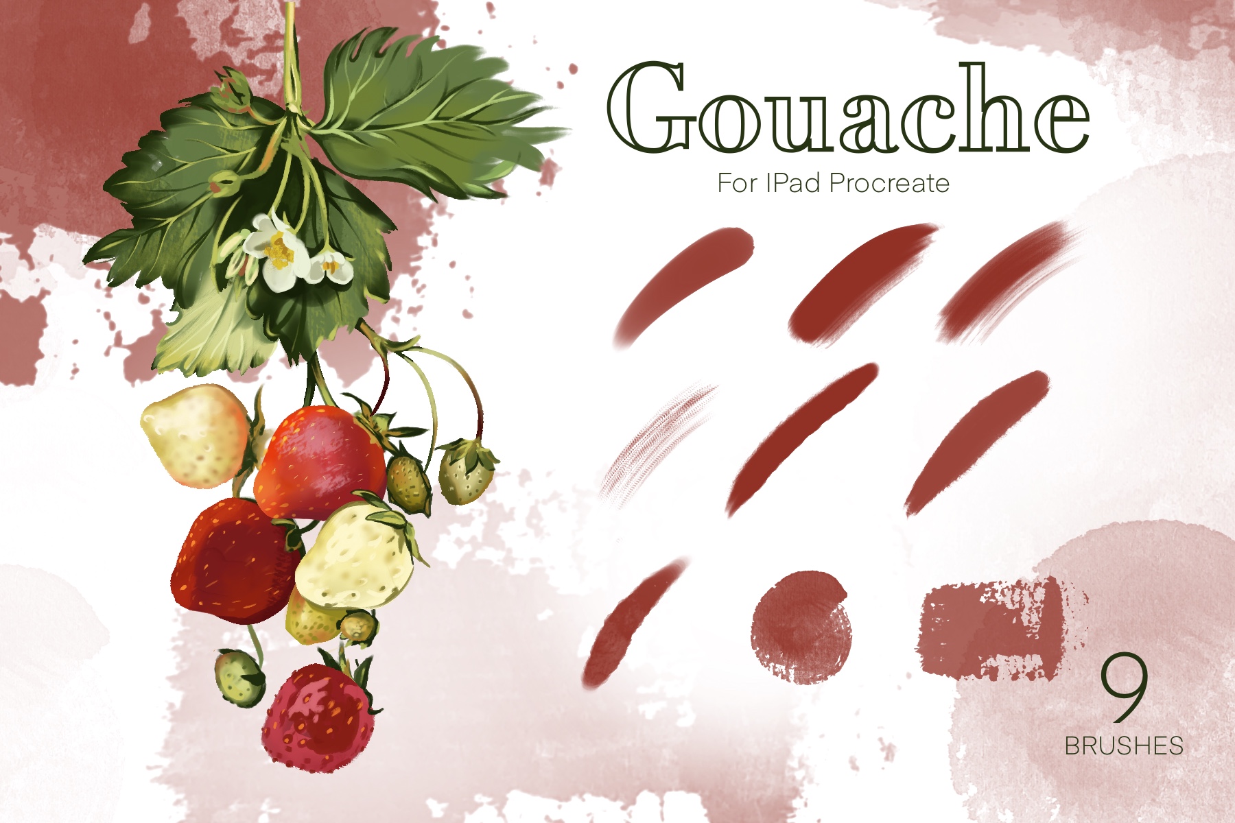 Gouache: Procreate brush pack, Painting · Gouache, 9 brushes