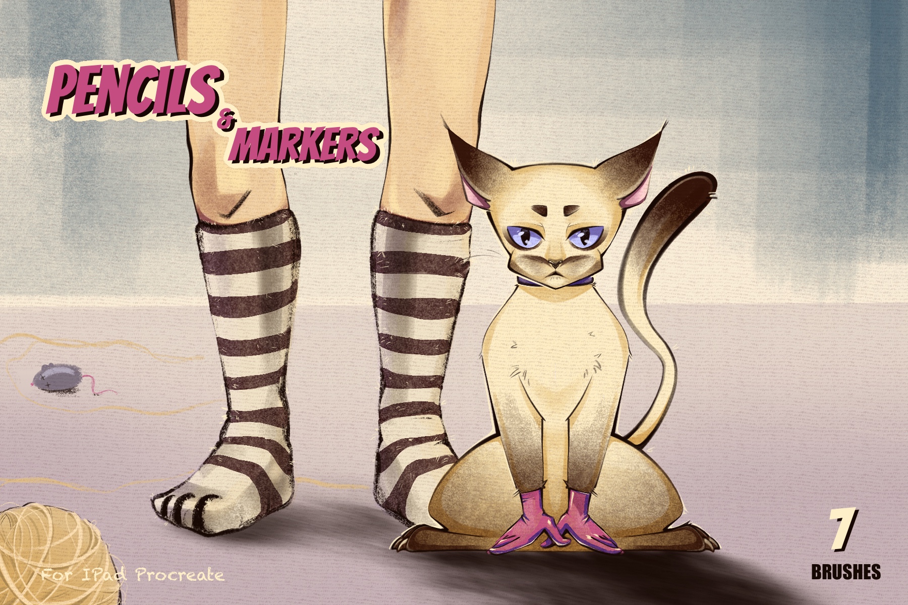 Pencils & Markers: Procreate brush pack, Sketching · Markers, 7 brushes