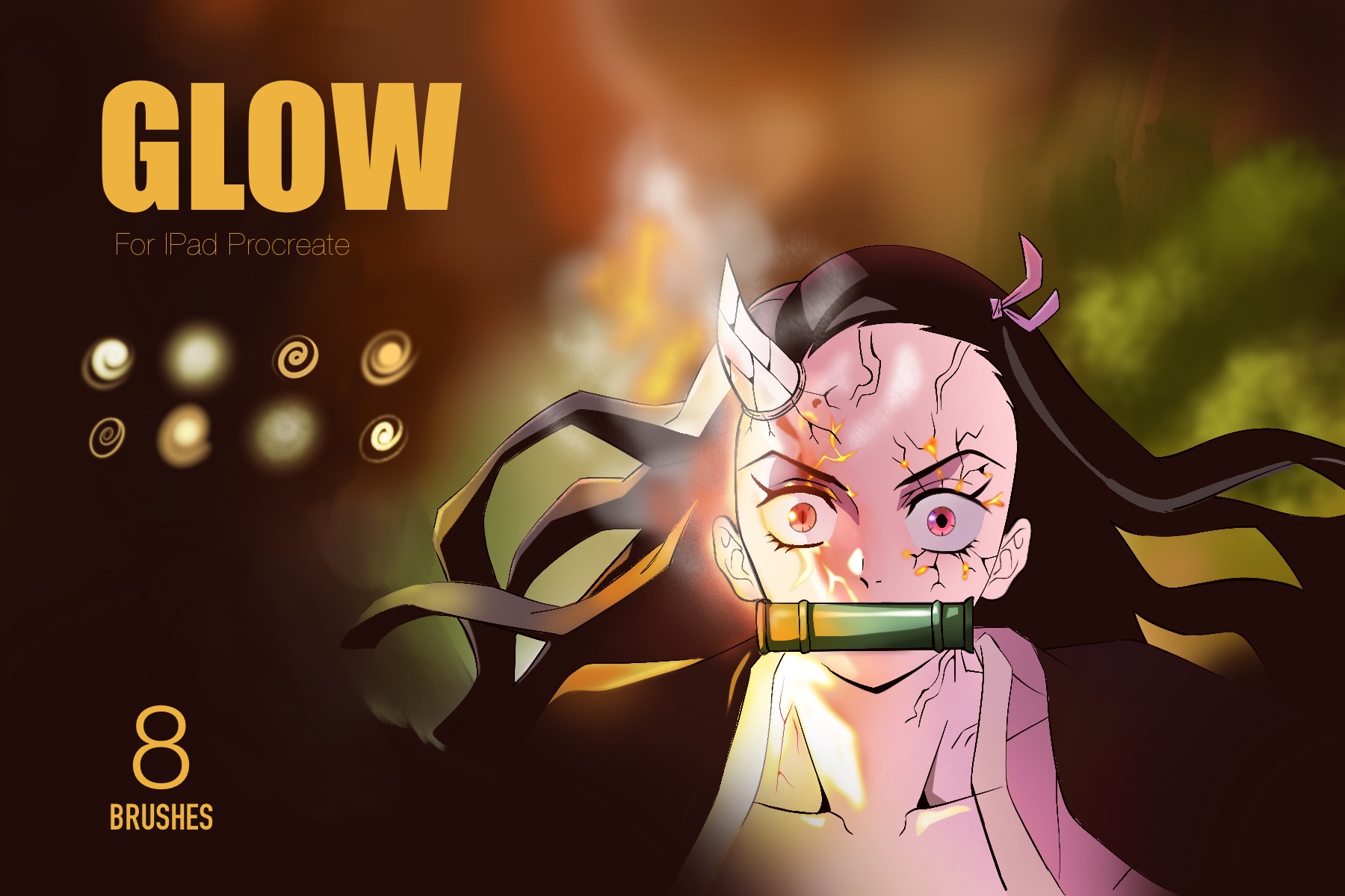 Glow: Procreate brush pack, Effects · Anime, 8 brushes